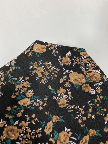 Plus Size Women'S Floral Lace Patchwork V Neck Dress, Casual Slim Fit Long Sleeve Dress for Spring & Fall Seasons, Casual Wear